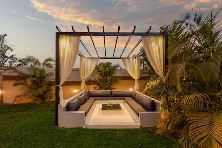 Villa poolside with cabana